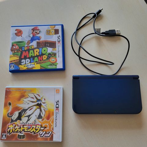 New Nintendo 3DS XL + 2 spill + Homebrew + Ingen regionslås + 128gb SD