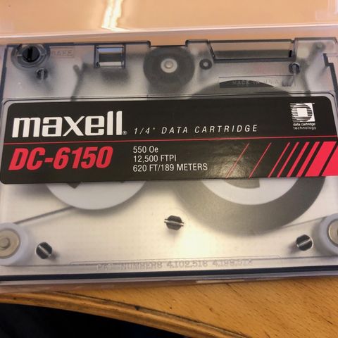 7 Maxell DC-6150 1/4" data cartridge. 1 Sony QC6150 data cartridge