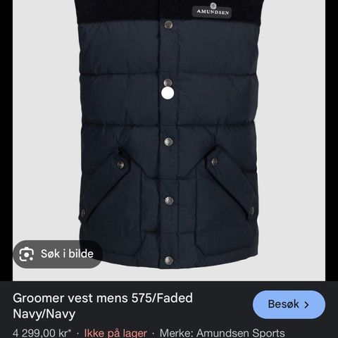 Amundsen Groomer vest i str S. Faded Navy, ikke synlig brukt.