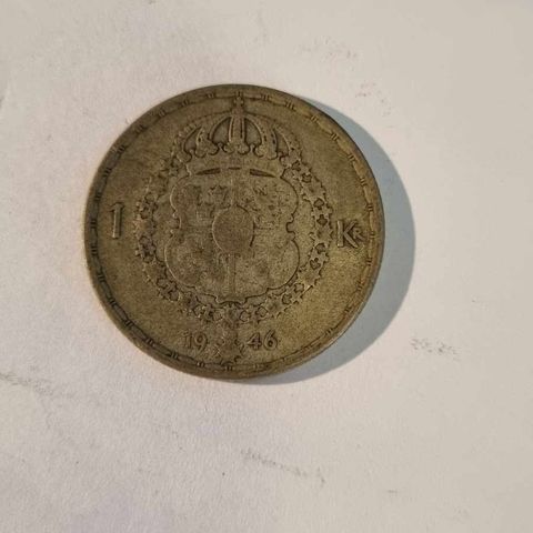 1 krona 1946 Sverige, sølvmynt