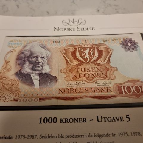 1000 kroner utgave 5 1982