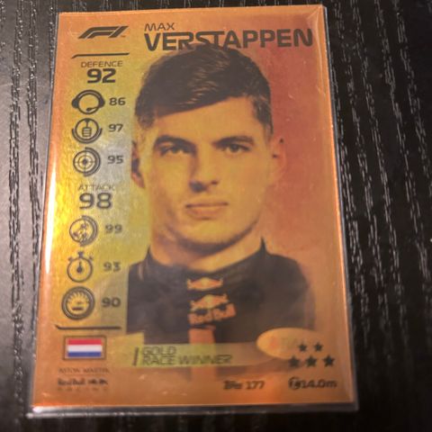 2020 Topps F1 Turbo Attax - Gold Race Winner Max Verstappen # 177 - Rookie