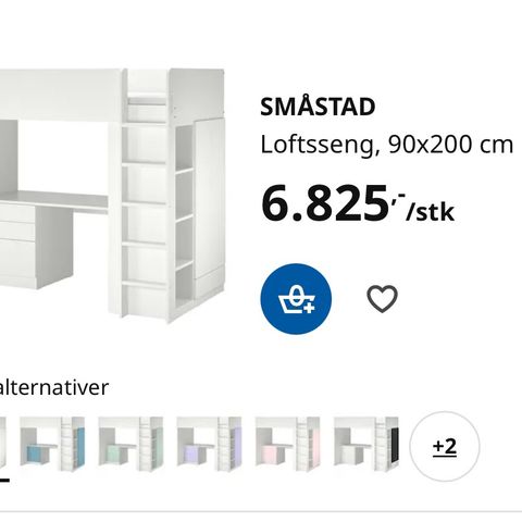 IKEA Småstad loftseng med grå dører, 90x200cm