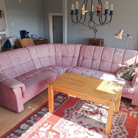 Hjørnesofa gammelrosa velur