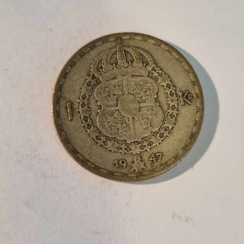 1 krona 1947 Sverige, sølvmynt