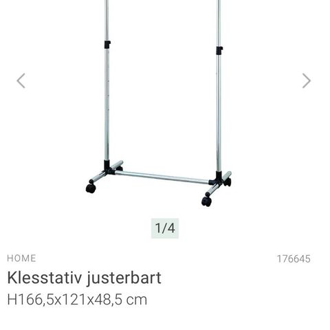 Klesstativ ferdig montert