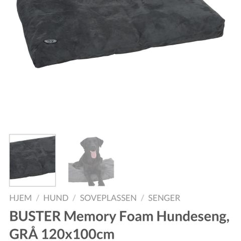 Stor luksus hundeseng. Buster memory  foam 120X100  grå