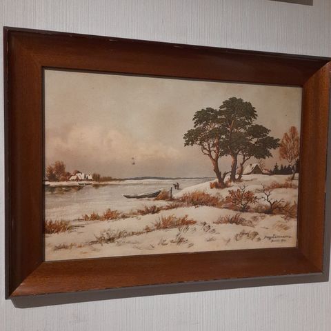 Hugo Eissmann,"Strenger winter", Berlin 1910, gammelt trykk av maleri