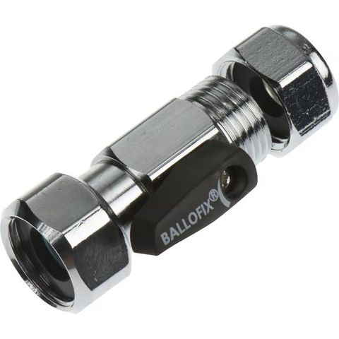 Fix-pro ballofix stoppekran 10mm x 1/2" m/omløper forkrommet