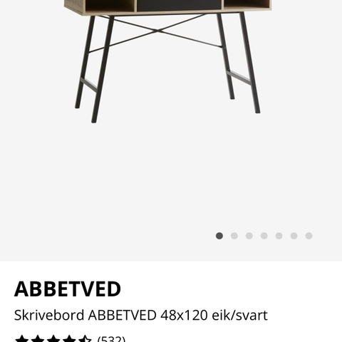 Abbetved skrivebord