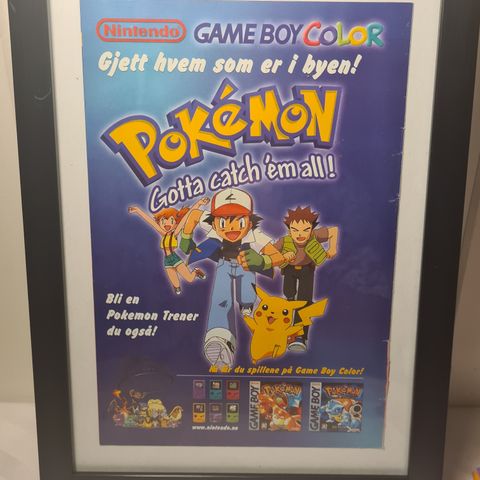 Original Pokemon Reklame fra 1999 - Innrammet Pokemon Red And Blue Reklame