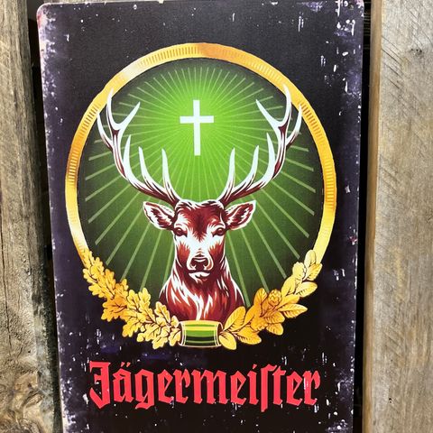 Jägermeister Sort/Grønn Skilt I Tynnmetall 20X30 cm. Bar, Man Cave, Dekor