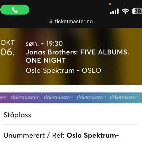 2 stk billetter til Jonas brothers konsert