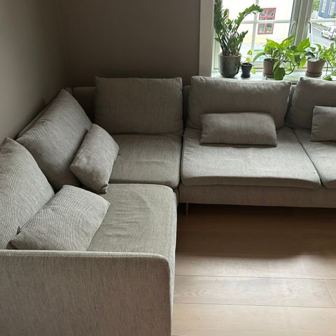 Beige/brunt trekk til «Söderhamn» sofa fra Ikea