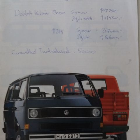 VW TRANSPORTER Type 2 , T3 -brosjyre. (NORSK)