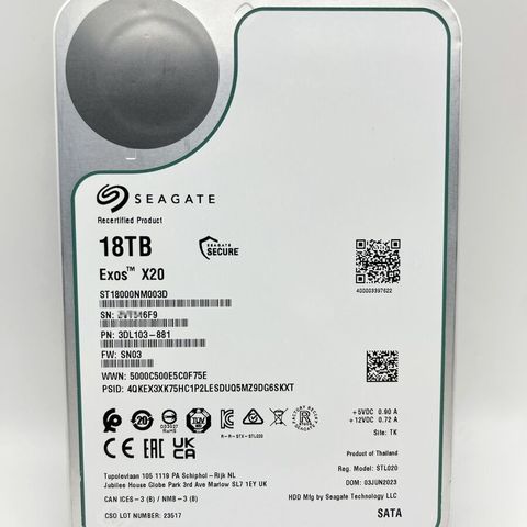 Seagate Exos X20 - 18TB - Harddisk - ST18000NM003D (WL)