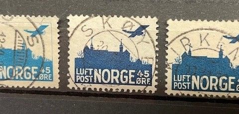 NORGE FRIMERKER  LUFTPOST - NK 155 I,  - NK 212 - NK 253