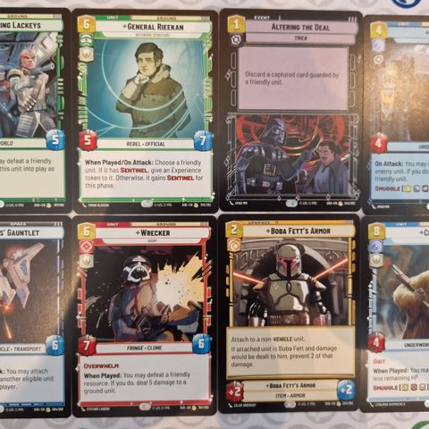 Star Wars Unlimited Rare og Uncommon kort, foil og hyperspace