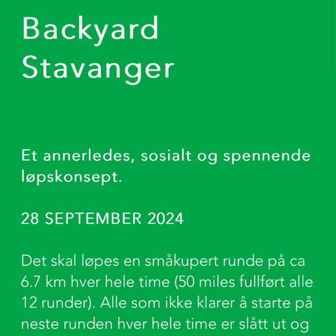 Startnummer til Stavanger Backyard Ultra 28/9