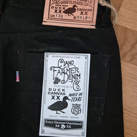 NYE 12oz Duck Canvas bukser fra Ciano Farmer Denim, W30/L32