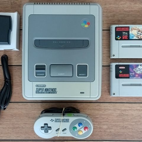 Kjekk og billig Super Nintendo SNES familie/barnepakke (Eek the Cat, Pinocchio)