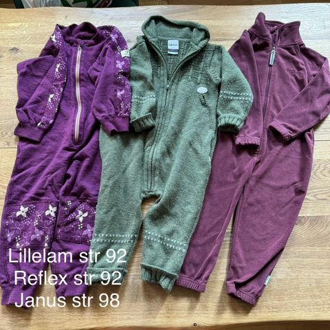 Str 92/98 ull Lillelam, fleece REFLEX, Janus ull onepiece