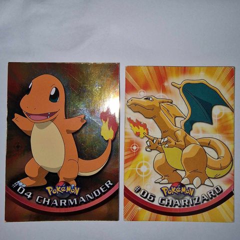 Pokemon 1999 Topps TV - Charmander HOLO foil og Charizard