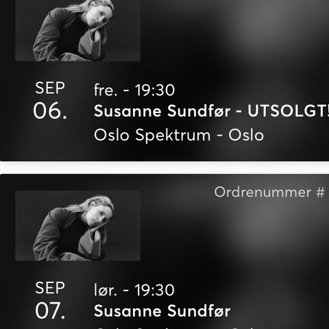 GODE SITTEPLASSER - pålitelig selger - Susanne Sundfør konsert fredag 06.09