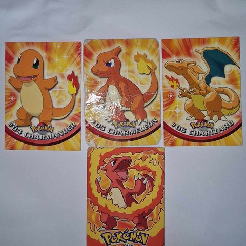 Pokemon 1999 Topps TV - Charmander, Charmeleon, Charizard Evoline