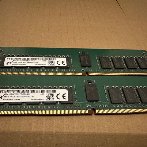 Micron 16GB DDR4 2400T ECC Server/Workstation RAM - 22 stk tilgjengelig