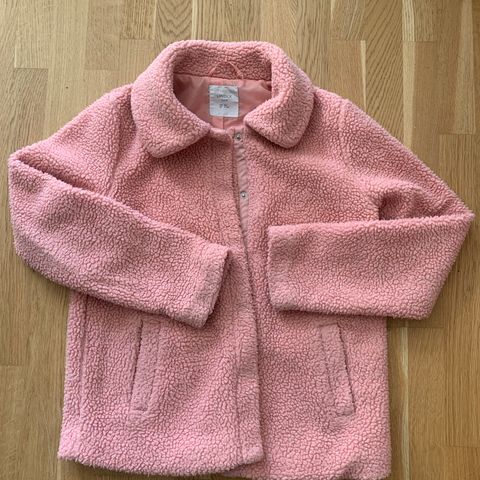 Jakke (164) i rosa Teddy-fleece