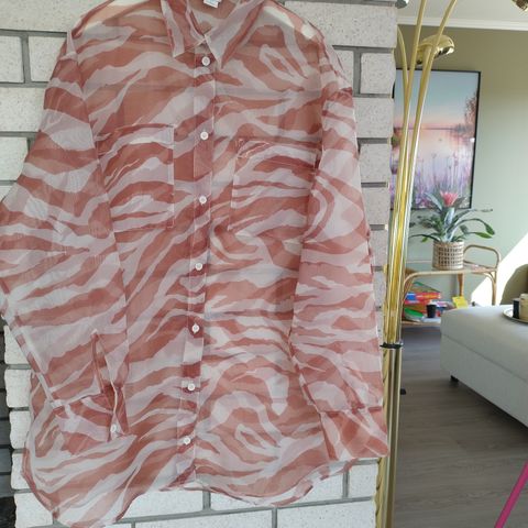 Oversized sheer zebra / cow print mønster - Hvit og rust brun oransje