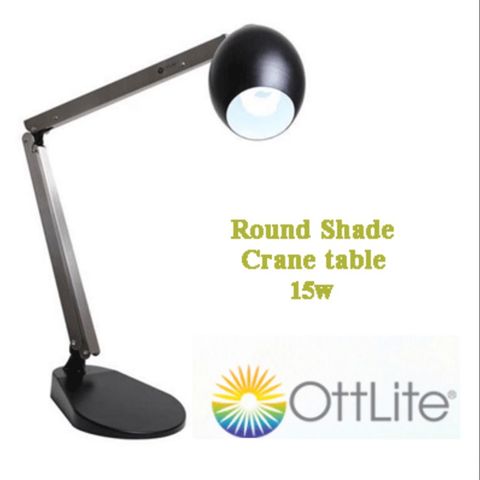 OTT-LITE ROUND SHADE CRANE RETRO 15WHD/60W BORDLAMPE SORT / sybordslampe