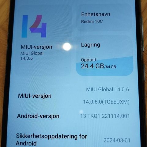 Redmi 10C mobiltelefon fra XIAOMI