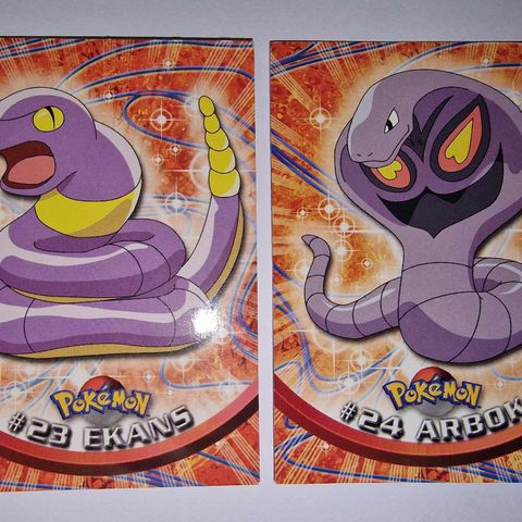 Pokemon 1999 Topps TV - Ekans og Arbok Blue Logo Evoline