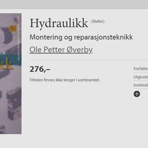 Ønskes kjøpte - Hydraulikk: Montering og reparasjonsteknikk av Ole petter Øvreby