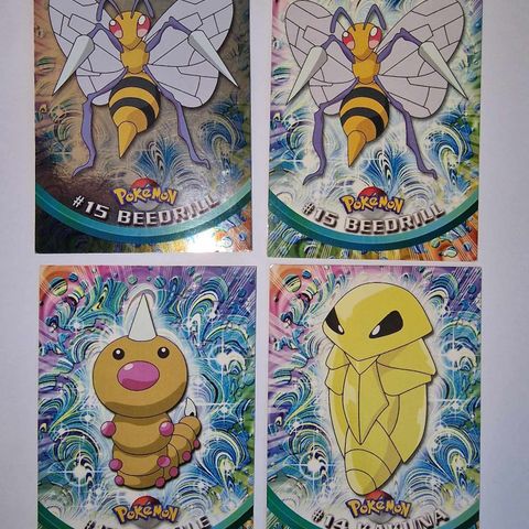 Pokemon 1999 Topps TV - Weedle, Kakuna, 2x Beedrill HOLO foil Evoline