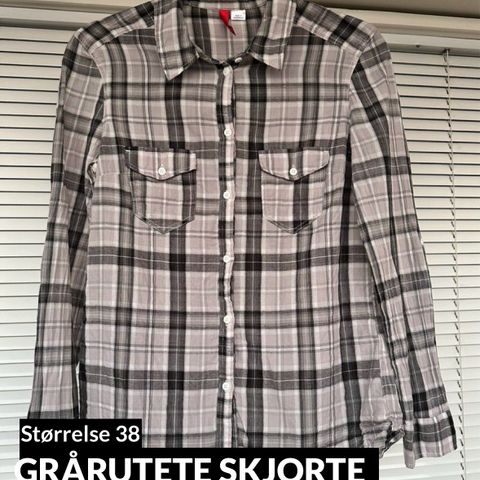 Grårutete skjorte til jente/dame (str 38)