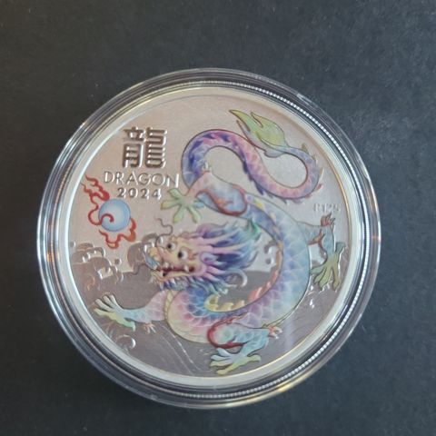 1 oz fin sølv year of the dragon 2024 white