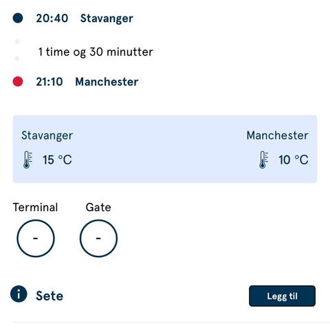 Flybilletter tur retur Manchester