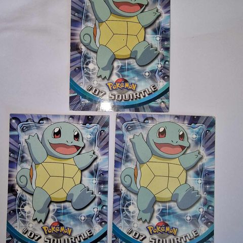 Pokemon 1999 Topps TV - 3x Squirtle 07 Blue logo