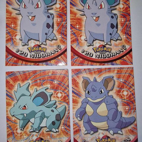 Pokemon 1999 Topps TV - Nidoran, Nidorina og Nidoqueen Evoline