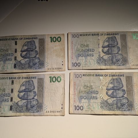 4 sedler fra Zimbabwe (samsender)