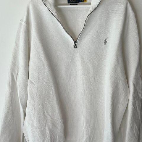 Meget fin hvit halfzip fra Polo Ralph Lauren i str. 2XL