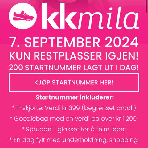 Startnummer til KK-mila (5km)