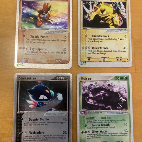 4 ex holo Pokemon kort i flott stand!