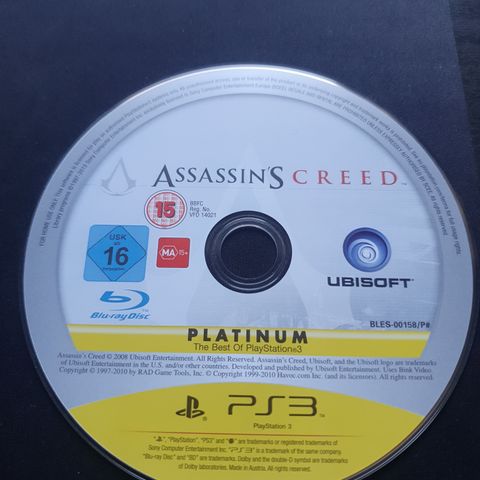 Assassin's creed platinum disk ps3