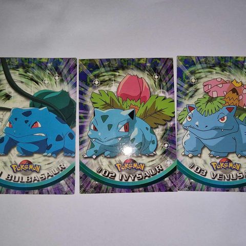 Pokemon 1999 Topps TV - Bulbasaur, Ivysaur, Venusaur Evoline