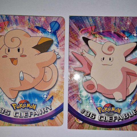 Pokemon 1999 Topps TV - Clefairy og Clefable 1st print Blue Logo Evoline