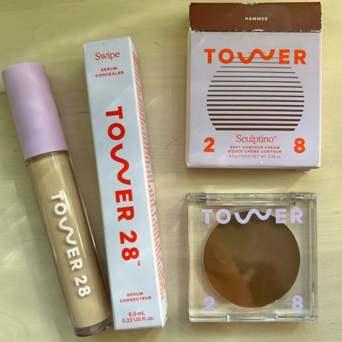 Tower 28 Sculptino Soft Contour Cream og Swipe Serum Concealer